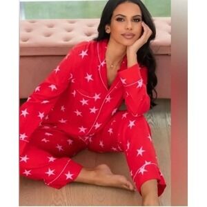 Rachel Parcell Womens NWT Red Starry Sky Print‎ Crew Neck T Shirt Size S